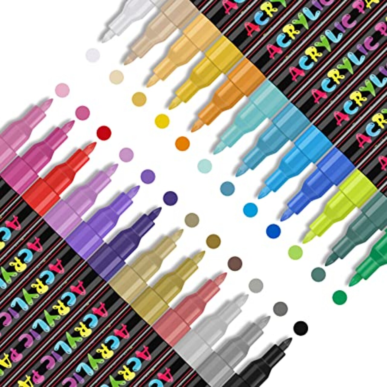 IVSUN 24 Colors Premium Extra Fine Point Acrylic Paint Marker Pens